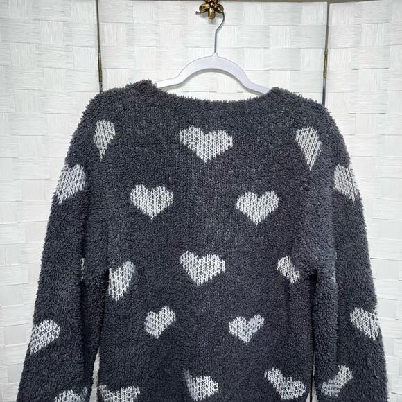POL Womens Cozy Soft Textured Slouchy Graphic Heart Pullover Sweater Size Medium - Picture 5 of 9